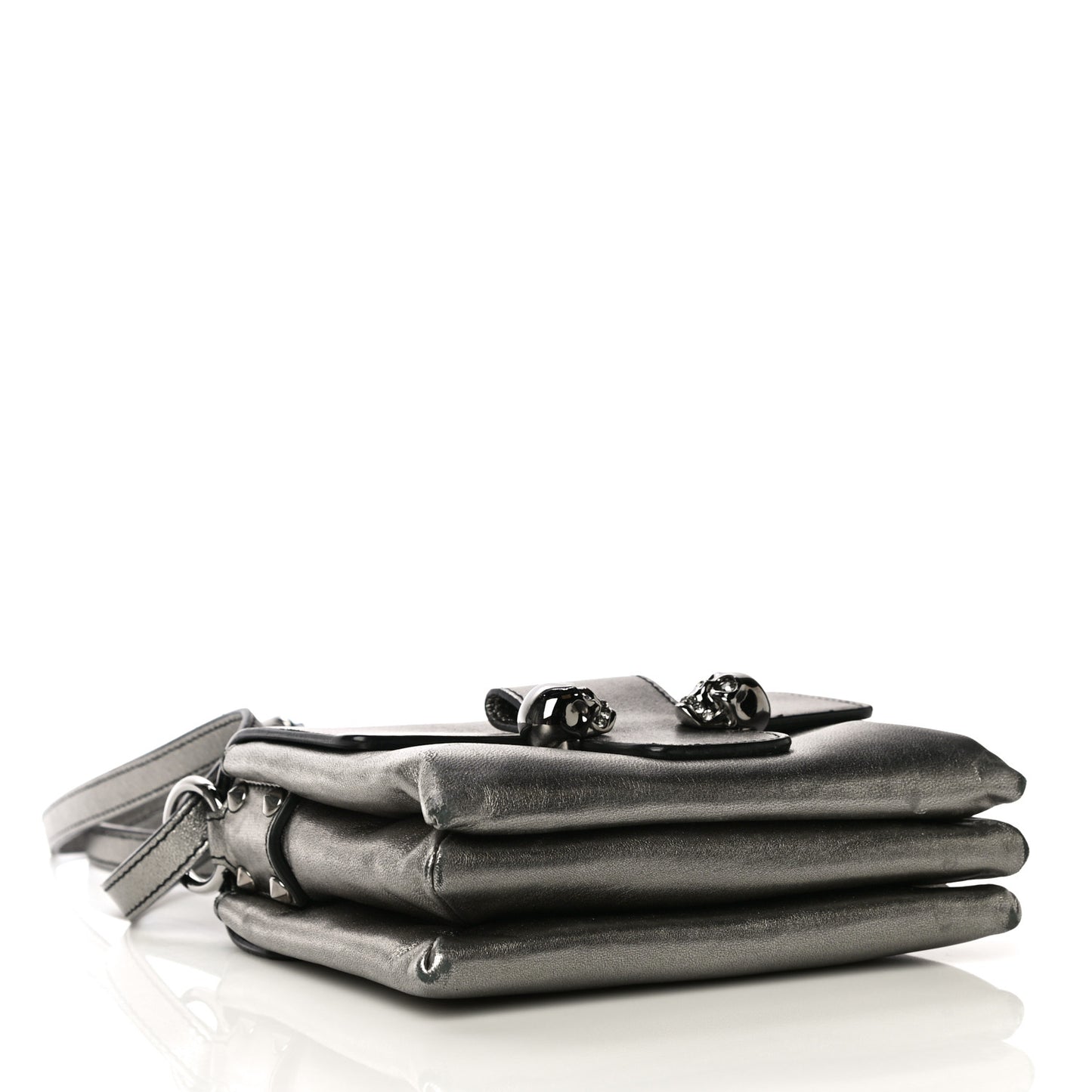 Metallic Small Twin Skull Chain Crossbody Antique Silver