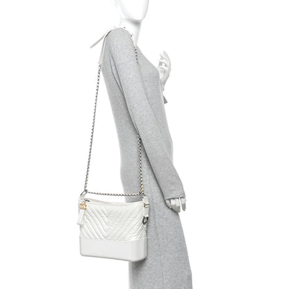 Chanel Aged Calfskin Chevron Quilted Medium Gabrielle Hobo White 2 of 10