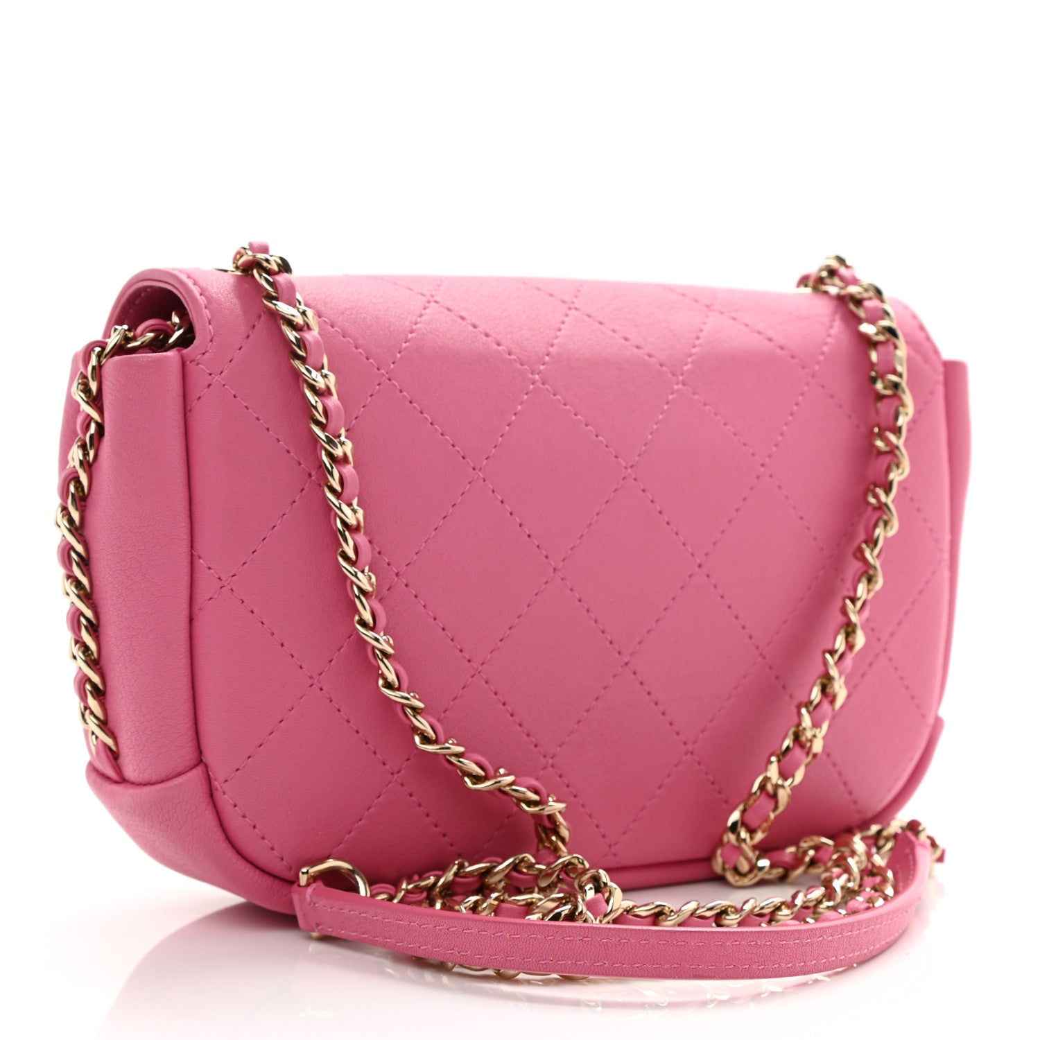 Chanel Goatskin Stitched Casual Trip Single Flap Pink 3 of 8