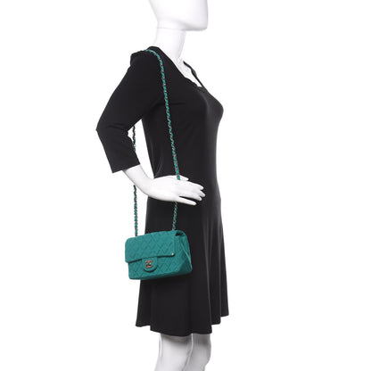 Chanel Jersey Quilted Mini Rectangular Flap Green 2 of 17