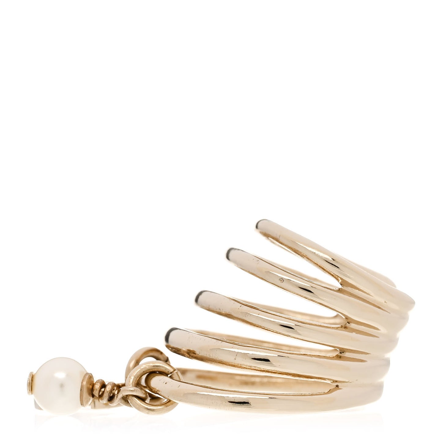 Metal Pearl CC Single Jewel Ear Cuff Gold