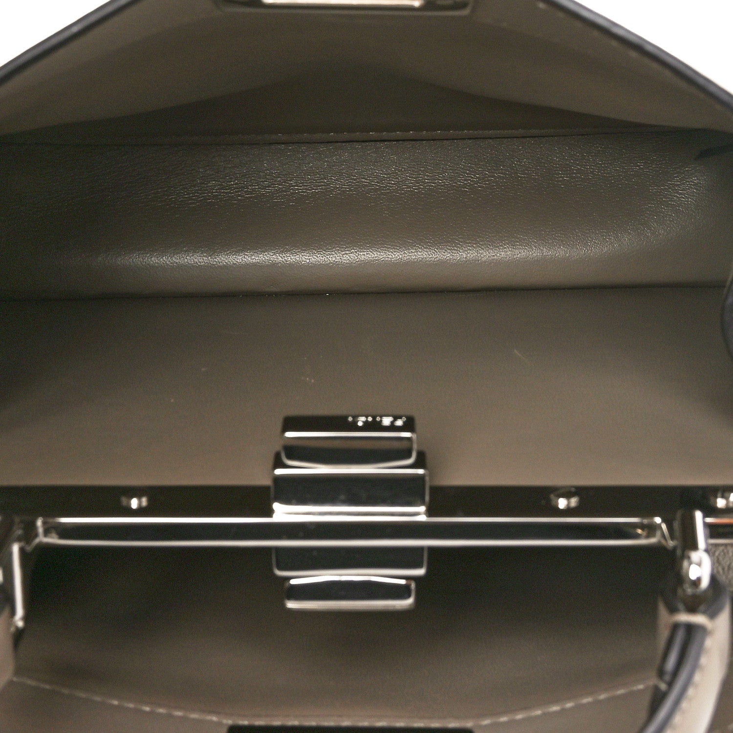 Fendi Vitello Seta Shiny Nappa Logo Embossed Laces Small Peekaboo I SEE U Satchel Tortora 5 of 10