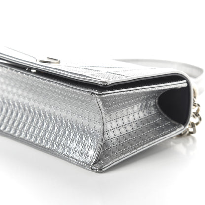 Christian Dior Metallic Patent Micro-Cannage Small Diorama Flap Bag Silver 7 of 9