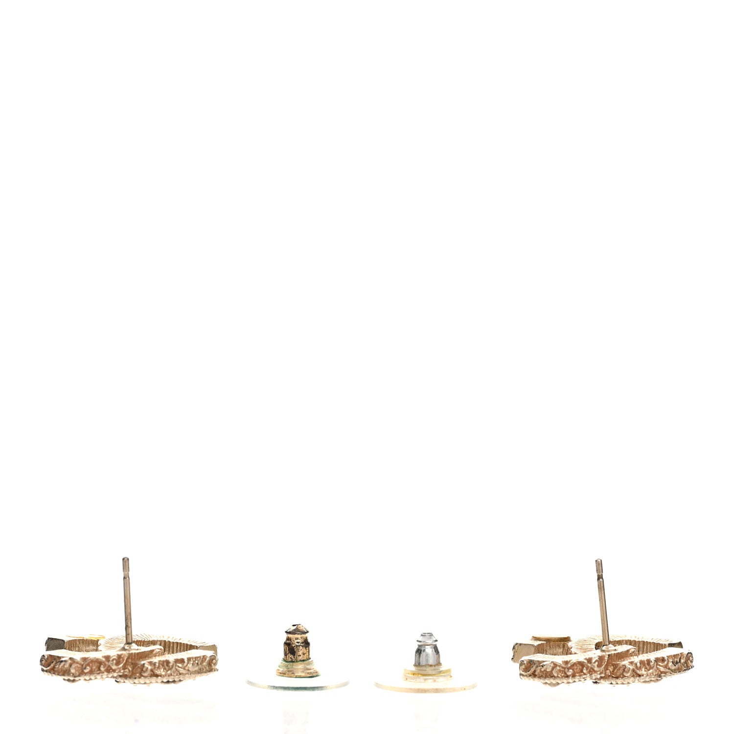 Chanel Enamel CC Baroque Earrings Light Gold 4 of 4