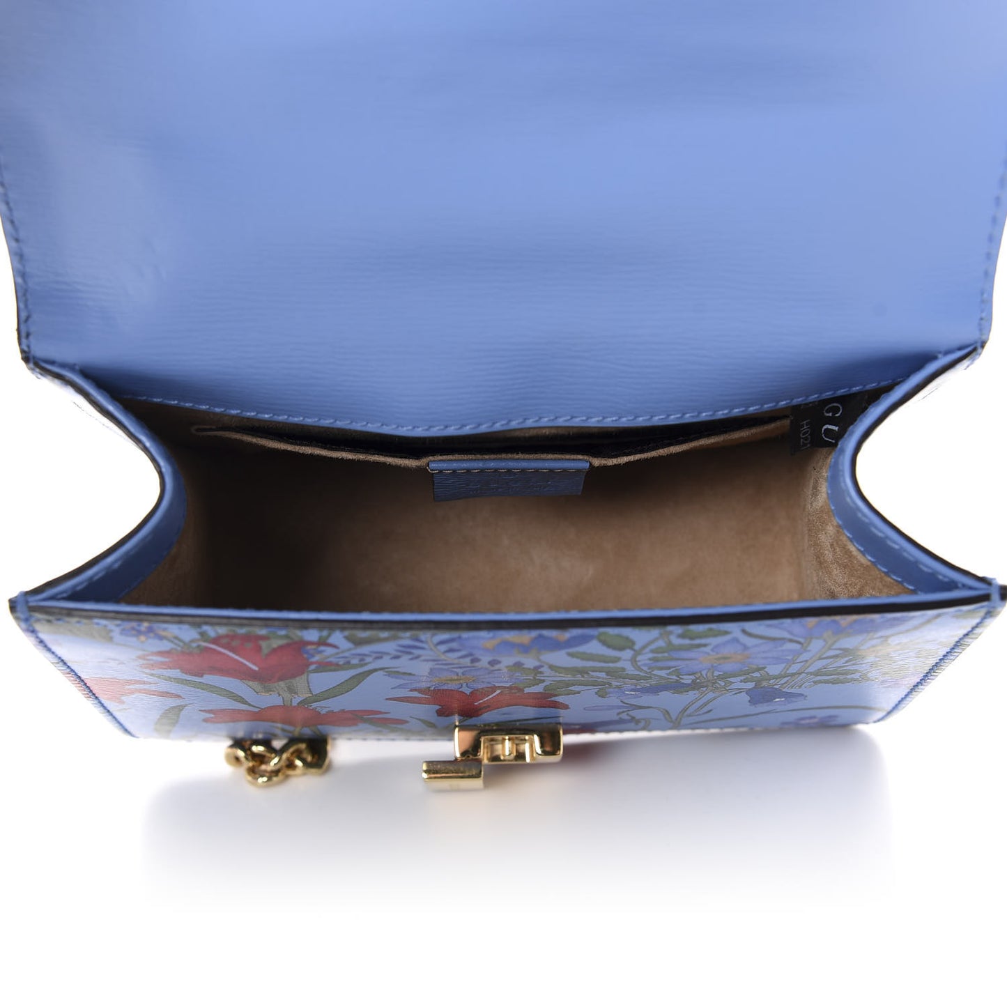 Shangai Calfskin Web New Flora Mini Sylvie Chain Shoulder Bag Azure