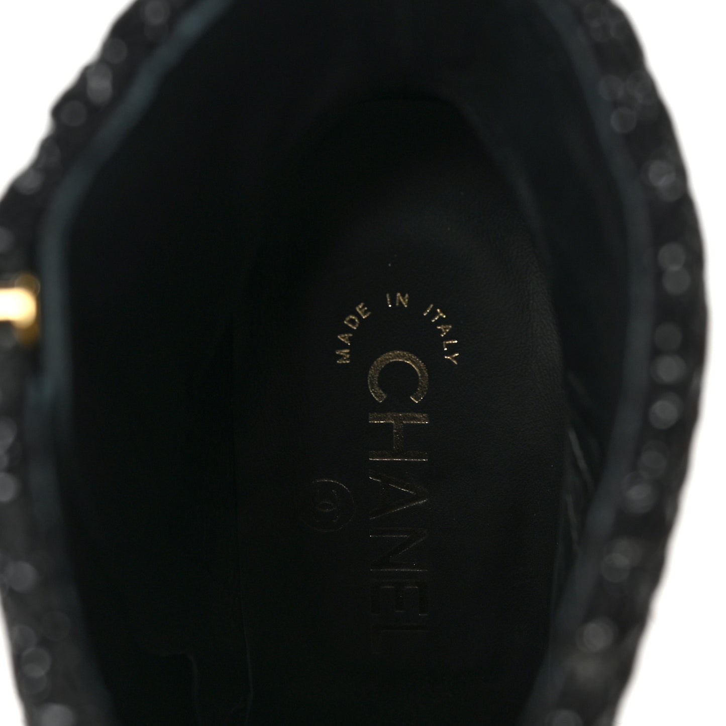 Tweed Pearl Cap Toe Boots 39.5 Black