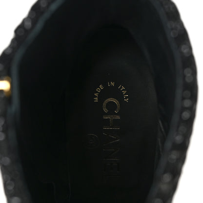 Chanel Tweed Pearl Cap Toe Boots 39.5 Black 7 of 9