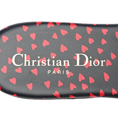 Christian Dior Canvas Pop Heart I Love Paris Embroidered Dway Flat Slide Sandals 36 Deep Blue Red 7 of 10