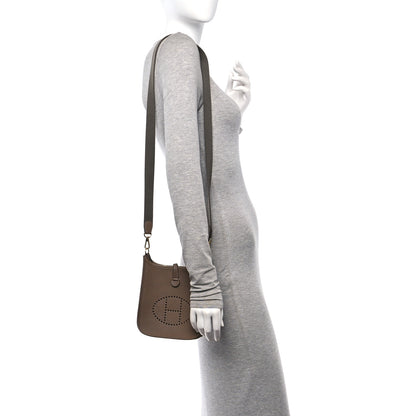 Hermes Taurillon Clemence Amazone Evelyne TPM Beige De Weimar Gris Etain 2 of 11