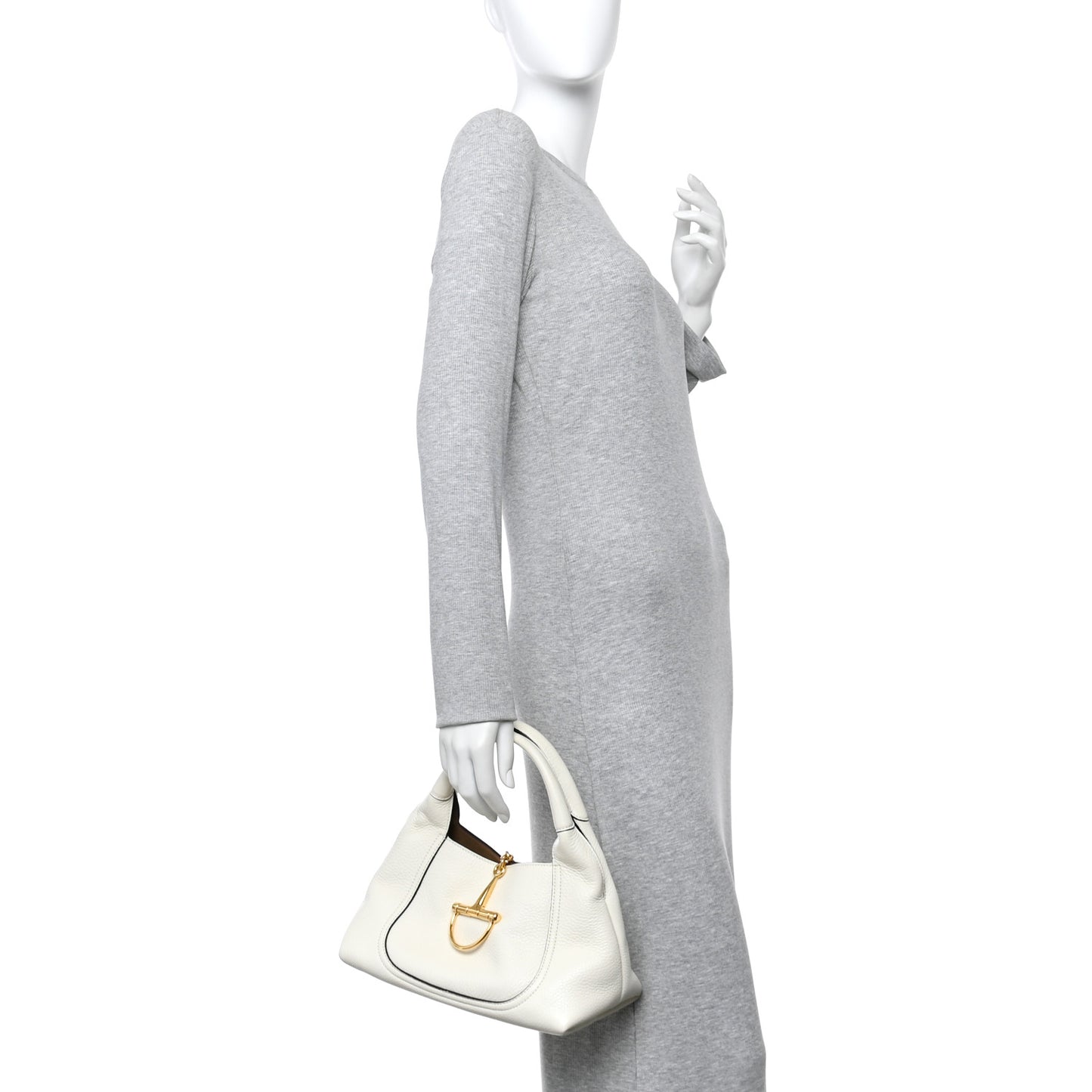 Grained Calfskin Softbit Medium Shoulder Bag White