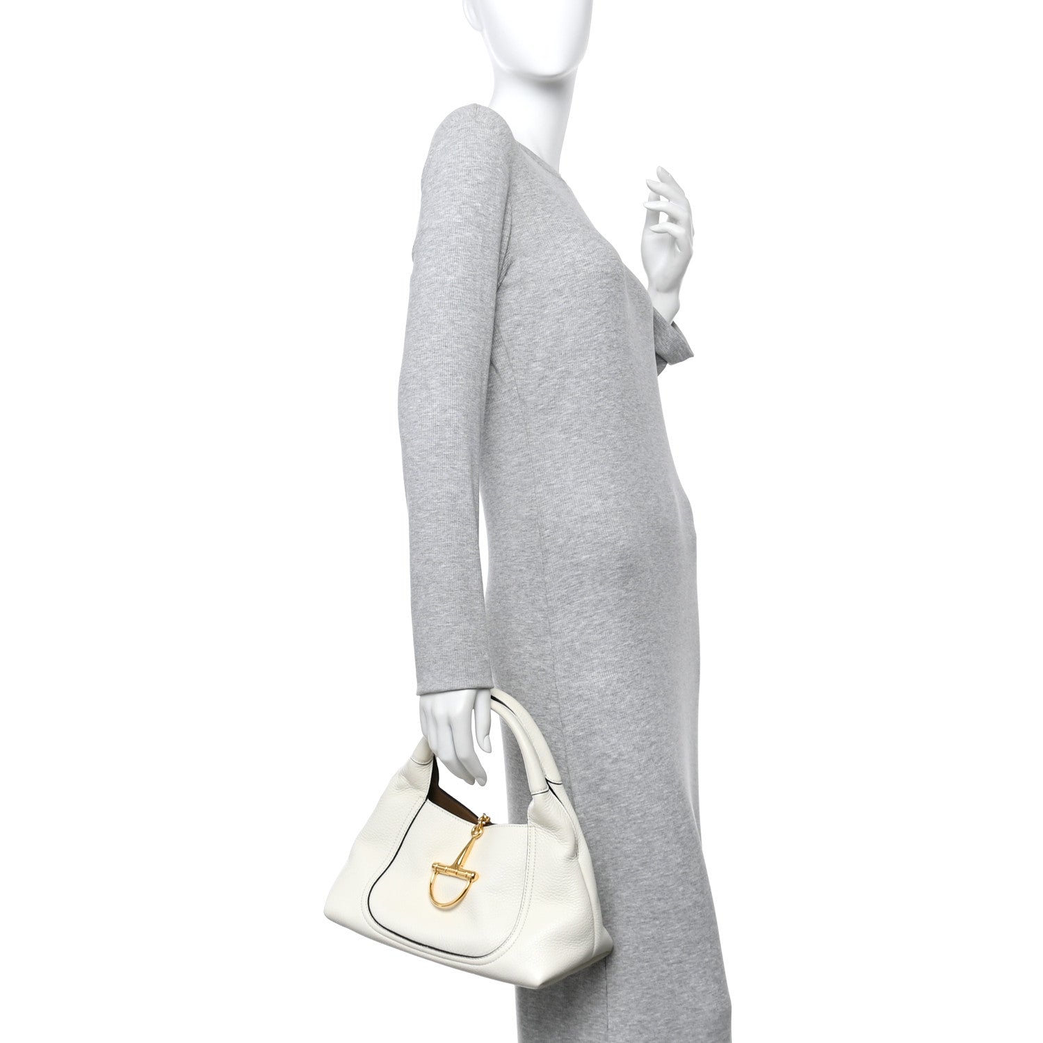 Gucci Grained Calfskin Softbit Medium Shoulder Bag White 2 of 9