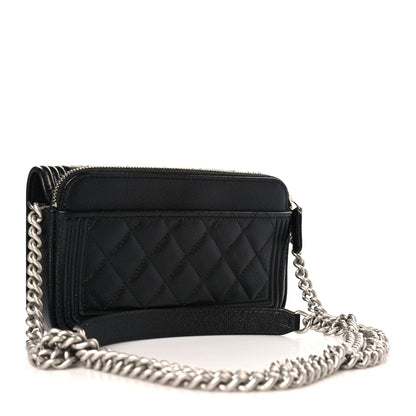 Chanel Caviar Quilted Boy Phone Holder Wallet On Chain Black 3 of 11