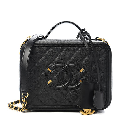 Chanel Caviar Quilted Medium CC Filigree Vanity Case Black 1 of 10