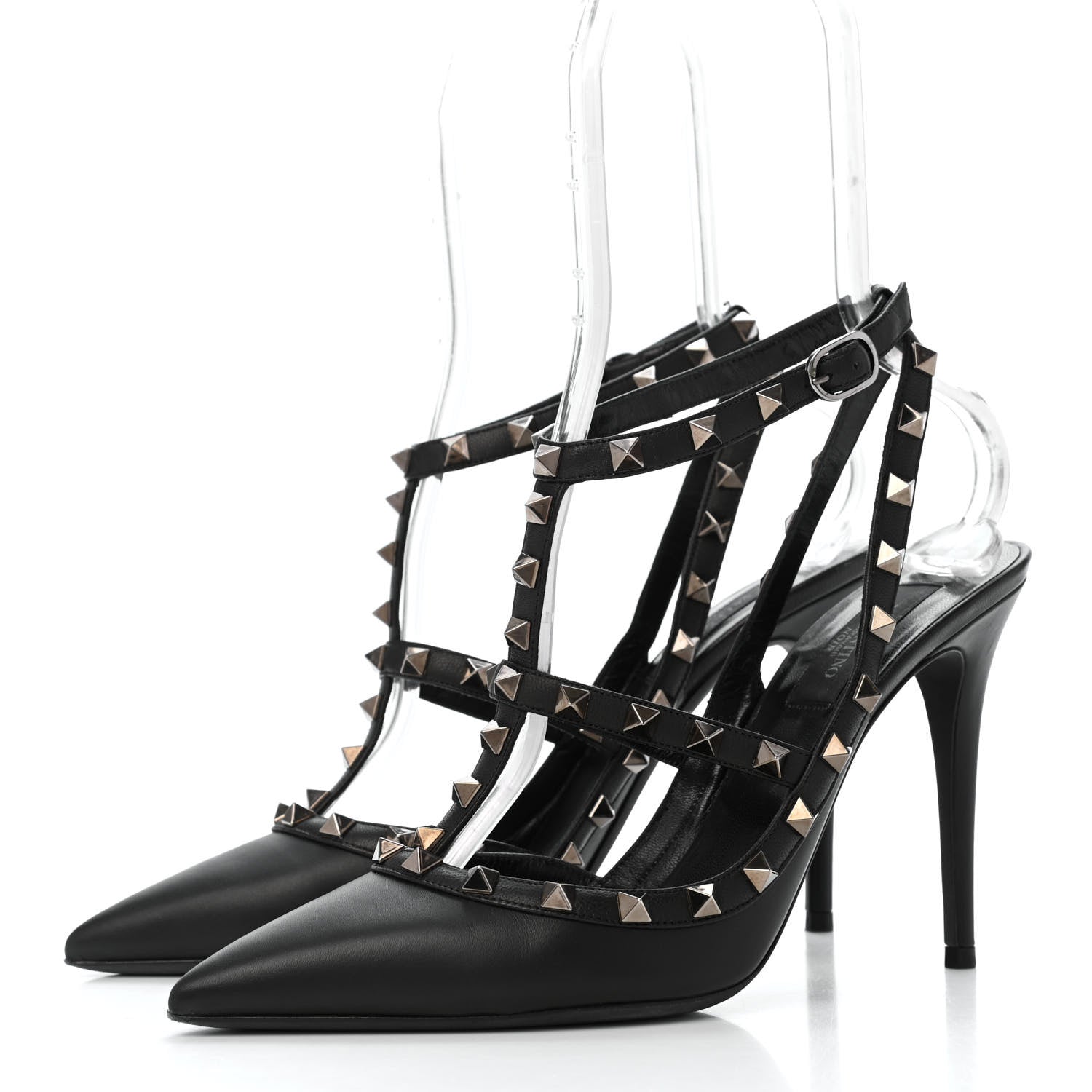 Valentino Garavani Nappa Rockstud Ankle Strap Pumps 40 Black 3 of 16
