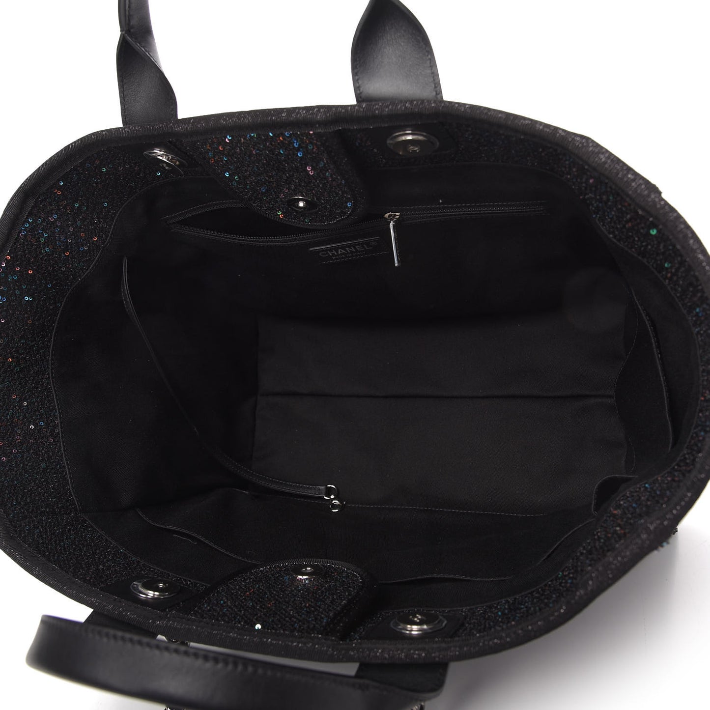 Calfskin Sequin Medium Deauville Tote Black