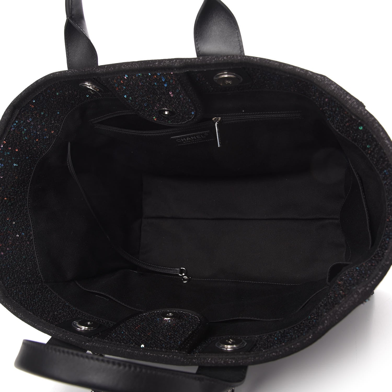 Chanel Calfskin Sequin Medium Deauville Tote Black 5 of 10