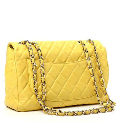 Chanel Lambskin Quilted Jumbo Single Flap Yellow 2 of 4