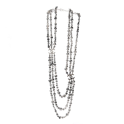 Chanel Pearl CC Graffiti 3 Strand Long Necklace Black Gold 2 of 5