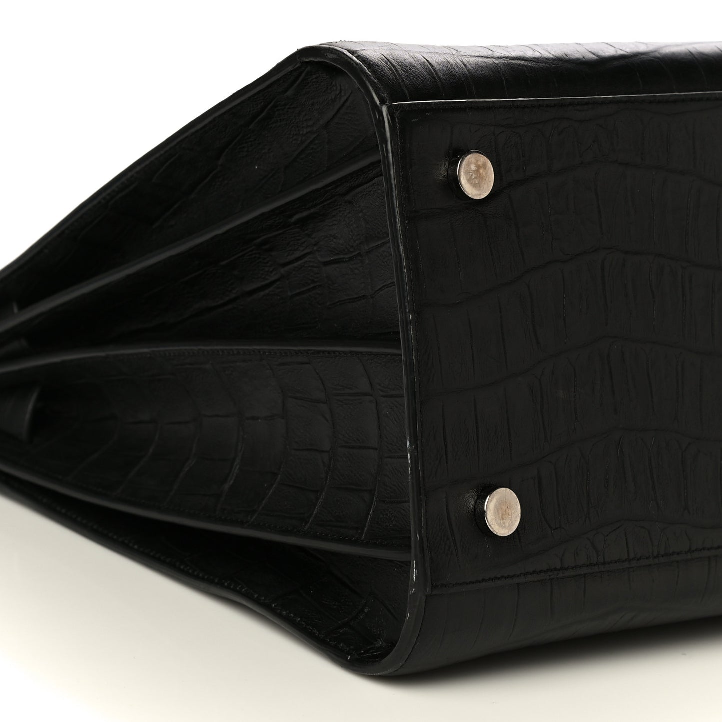Calfskin Crocodile Embossed Large Sac De Jour Carryall Black