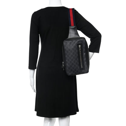 Gucci GG Supreme Monogram Web Belt Bag Black Grey 2 of 10