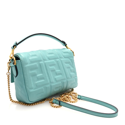 Fendi Nappa FF 1974 Embossed Mini Baguette Menta 3 of 9