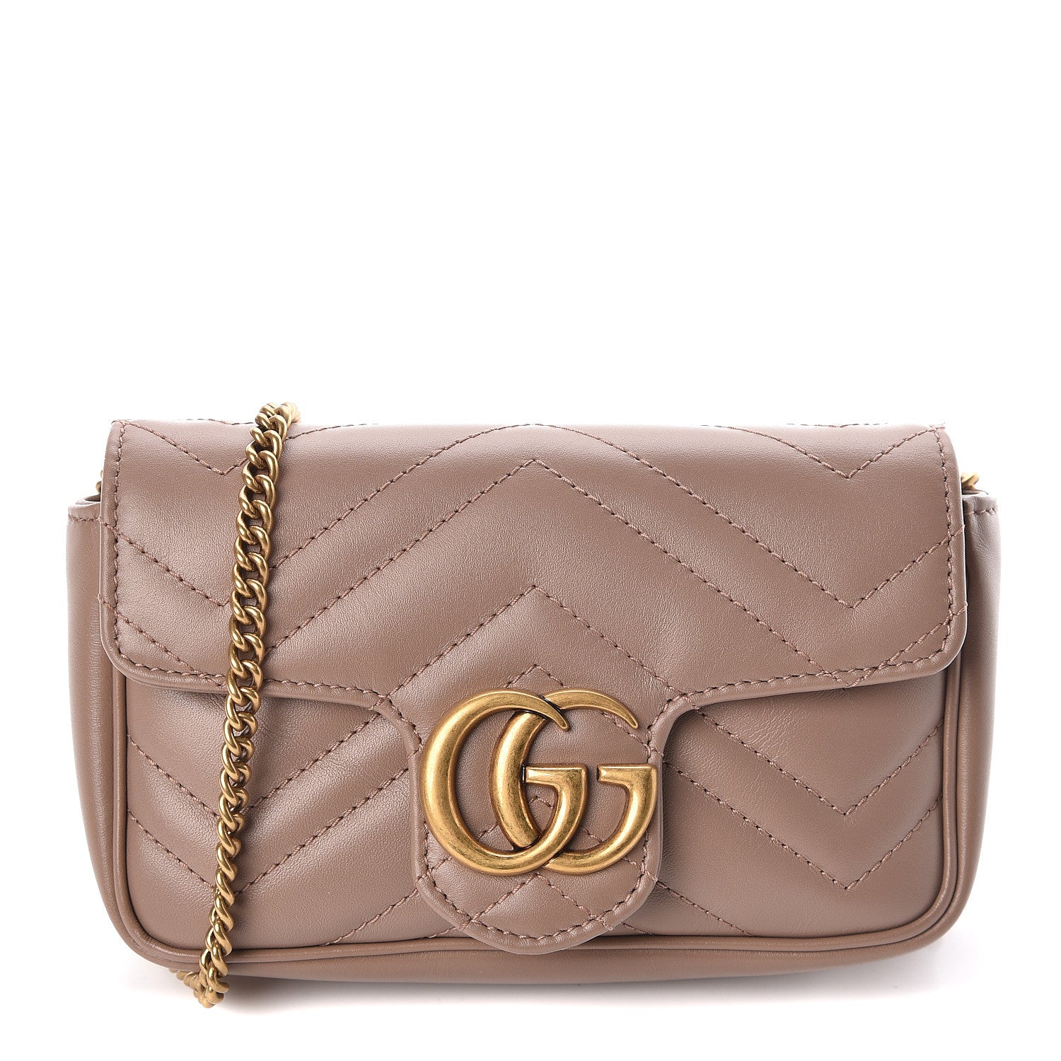 Gucci Calfskin Matelasse Super Mini GG Marmont Shoulder Bag Porcelain Rose 1 of 11