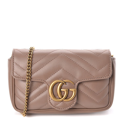 Gucci Calfskin Matelasse Super Mini GG Marmont Shoulder Bag Porcelain Rose 1 of 11