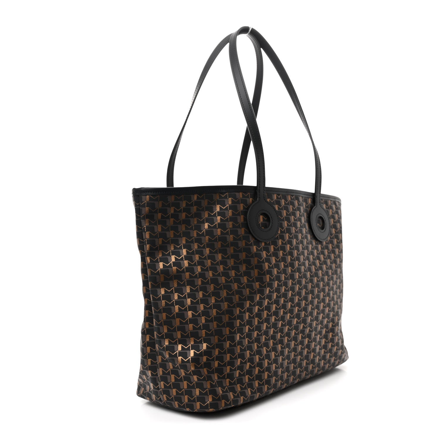 Moynat Grained Calfskin Canvas 1920 Oh! Tote Ruban MM Carbon Bronze Green Bordeaux 3 of 10