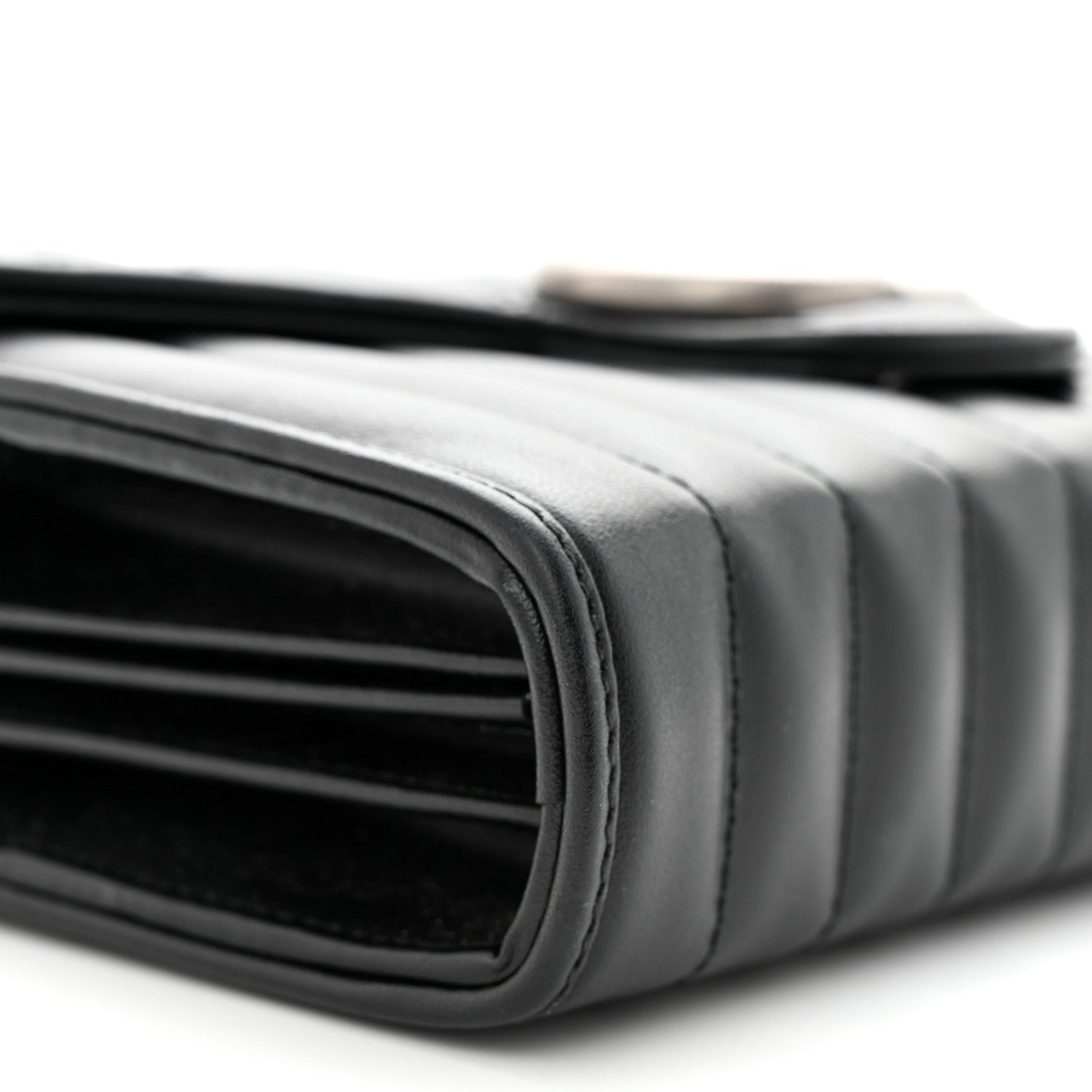Gucci Calfskin Matelasse Aria GG Marmont Chain Wallet Black 10 of 12
