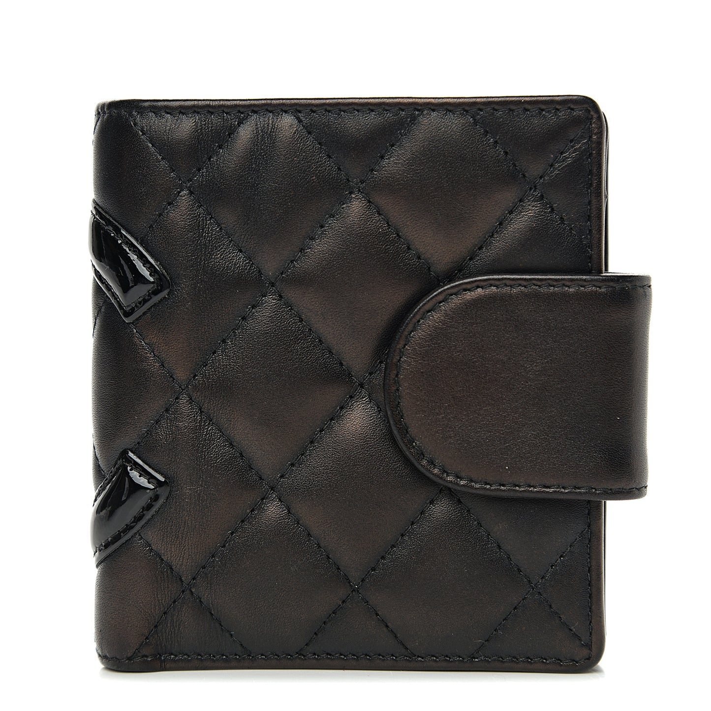 Calfskin Quilted Cambon Bi-Fold Wallet Black