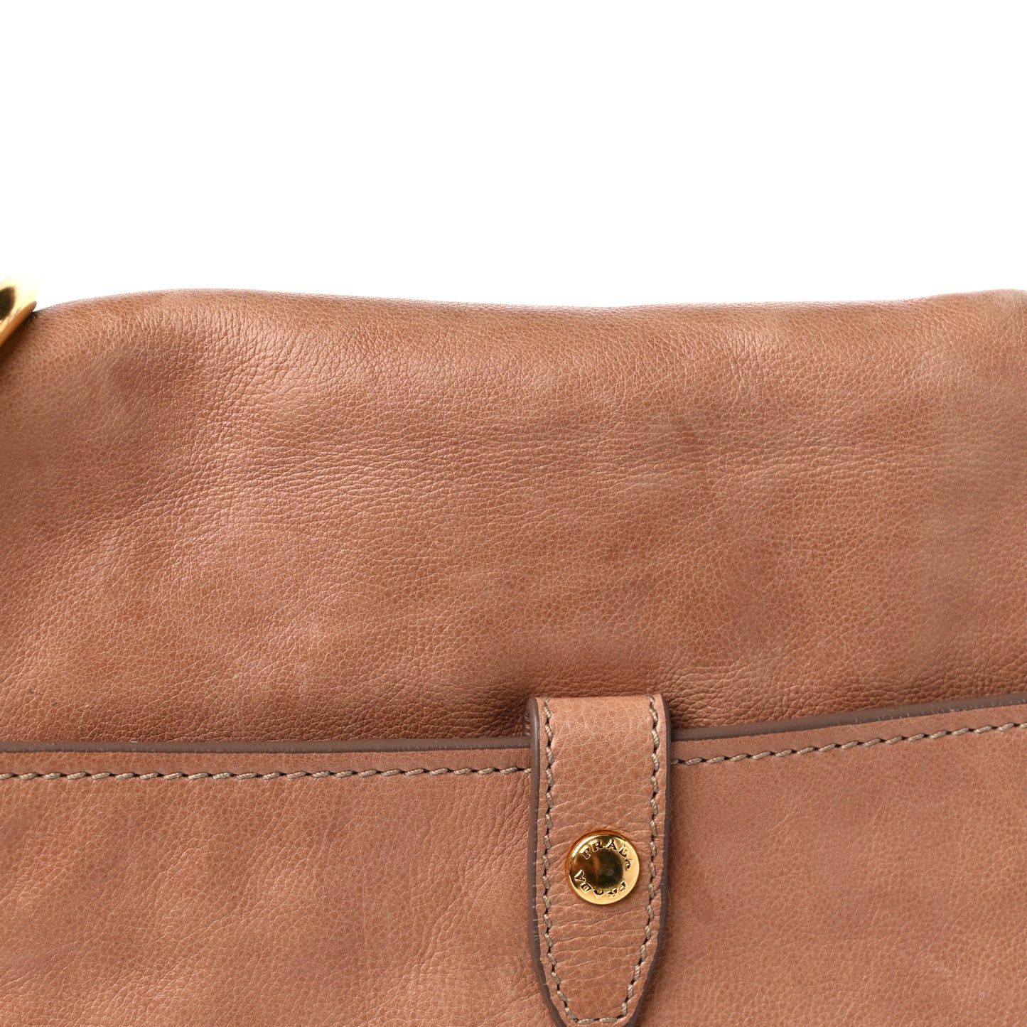 Glace Calf Zippers Shoulder Bag Naturale