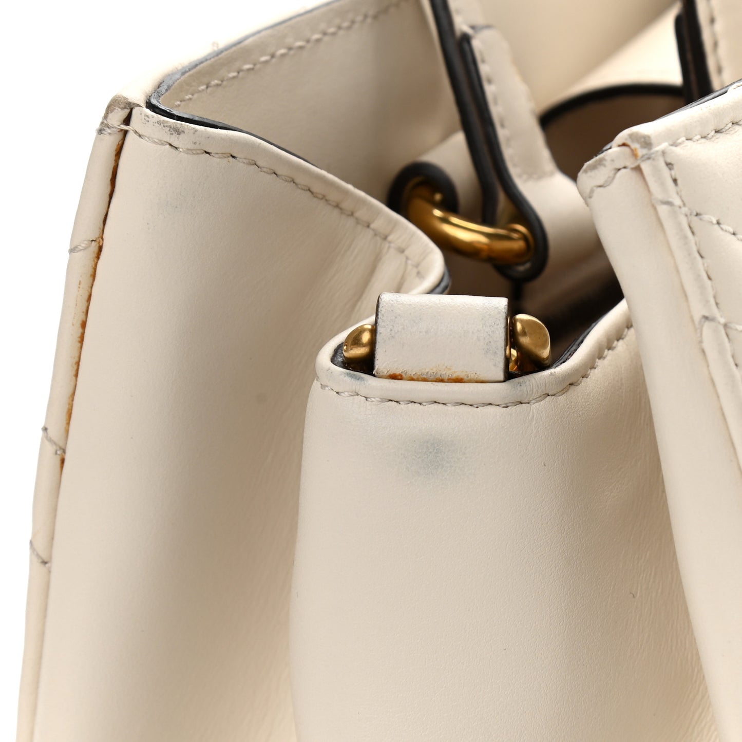 Calfskin Matelasse Small GG Marmont Tote White