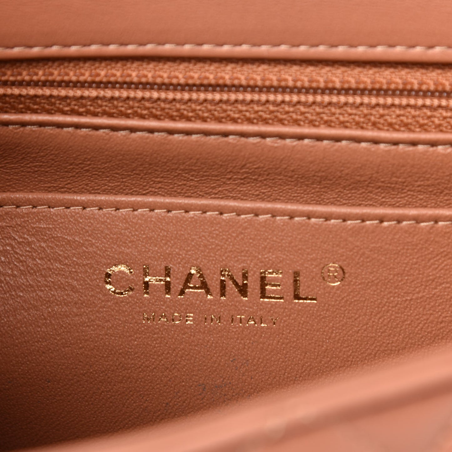Lambskin Quilted Mini Rectangular Flap Brown