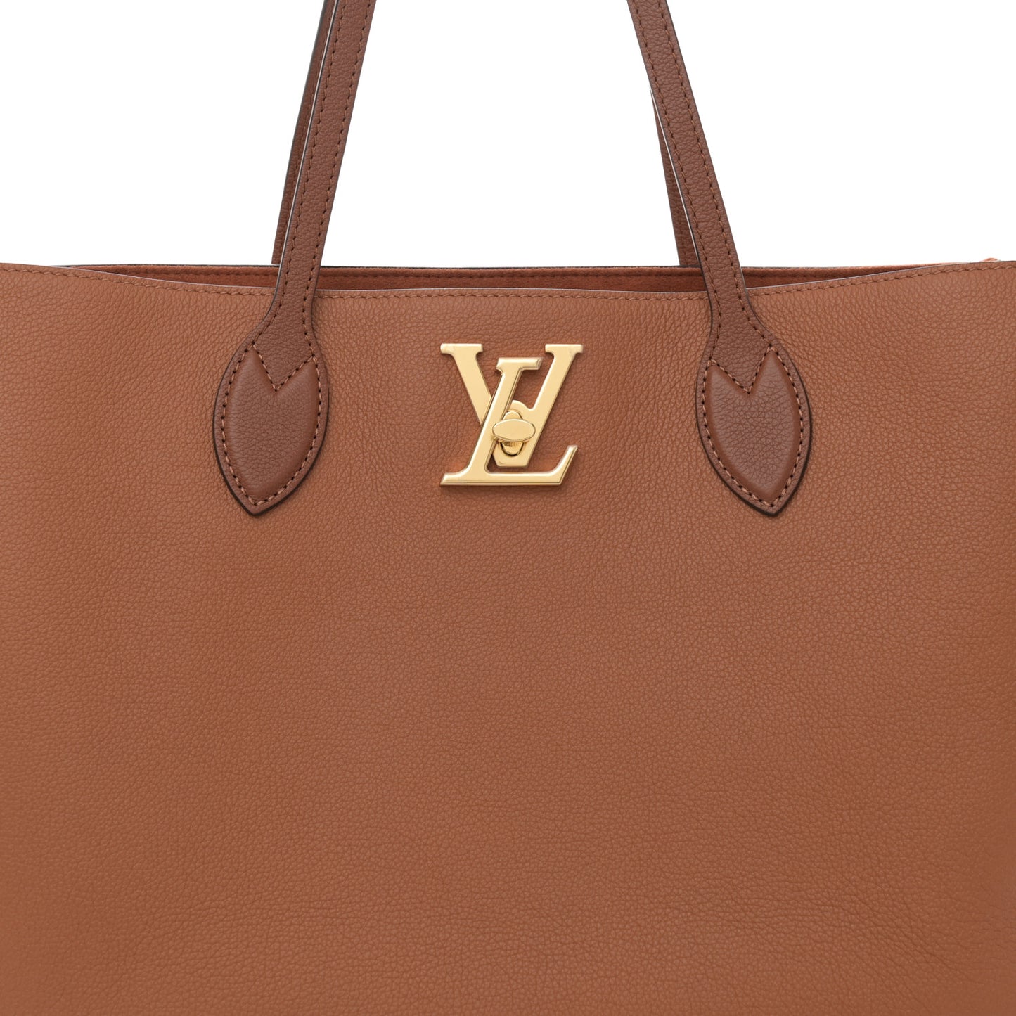 Grained Calfskin Lockme Shopper Chataigne