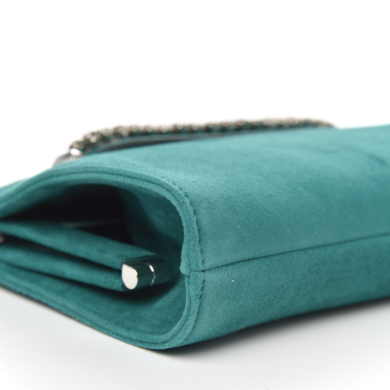 Jimmy Choo Suede Crystal Embellished Venus Clutch Emerald 7 of 9