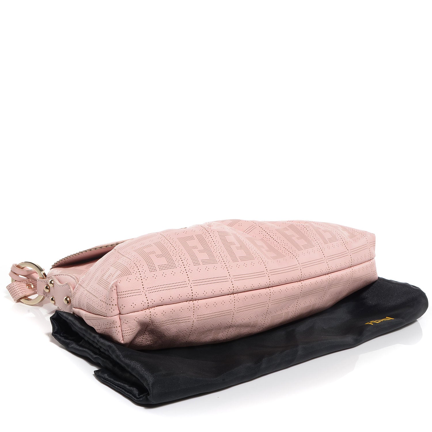Fendi Calfskin Perforated Small Chef Shoulder Bag Pink 4 of 9