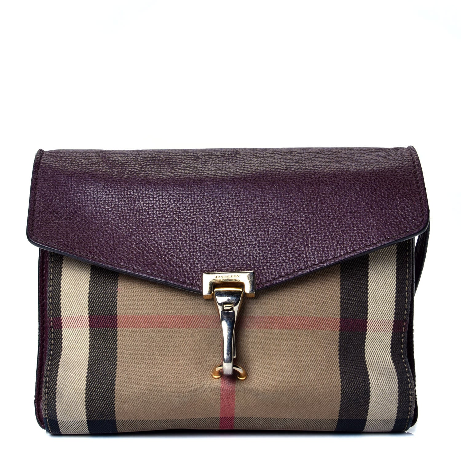 Burberry Derby Calfskin House Check Small Macken Crossbody Bag Mahogany Red 1 of 5