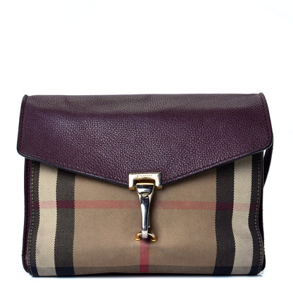 Burberry Derby Calfskin House Check Small Macken Crossbody Bag Mahogany Red 1 of 5