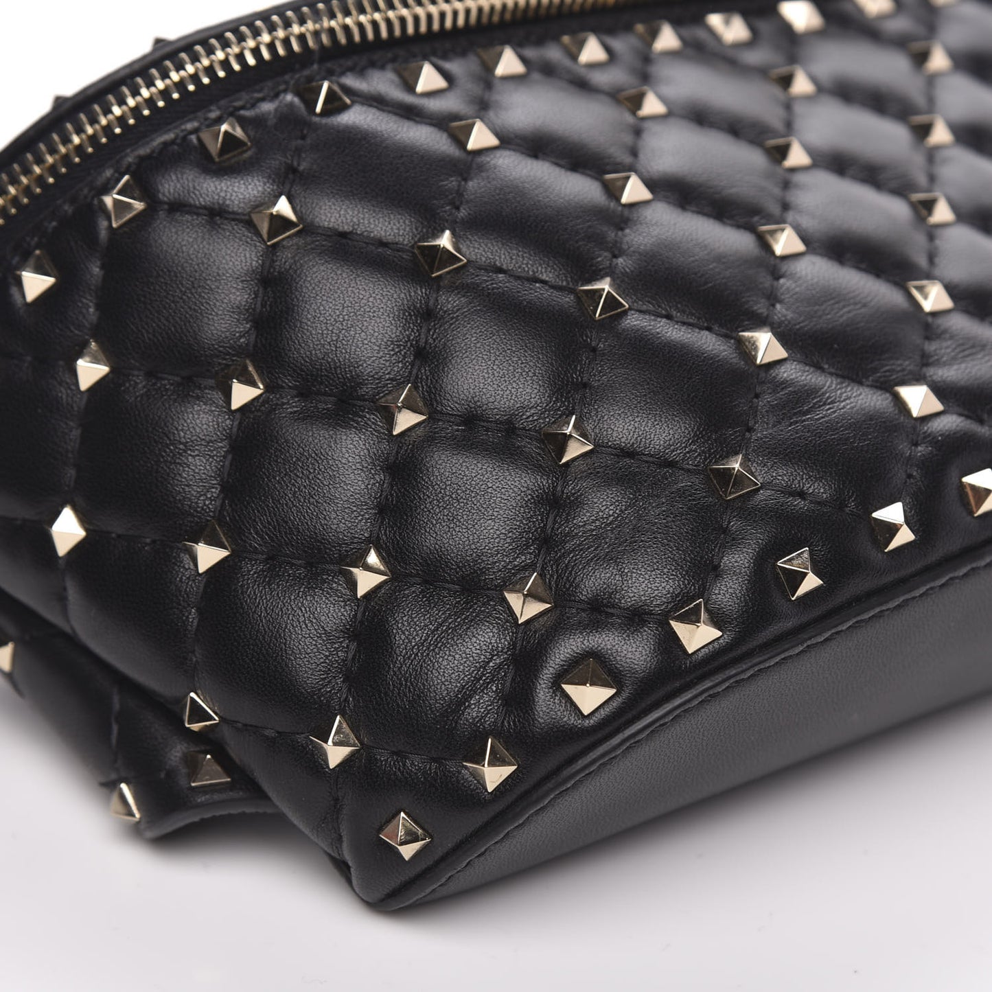 Lambskin Rockstud Spike Belt Bag 75 Black