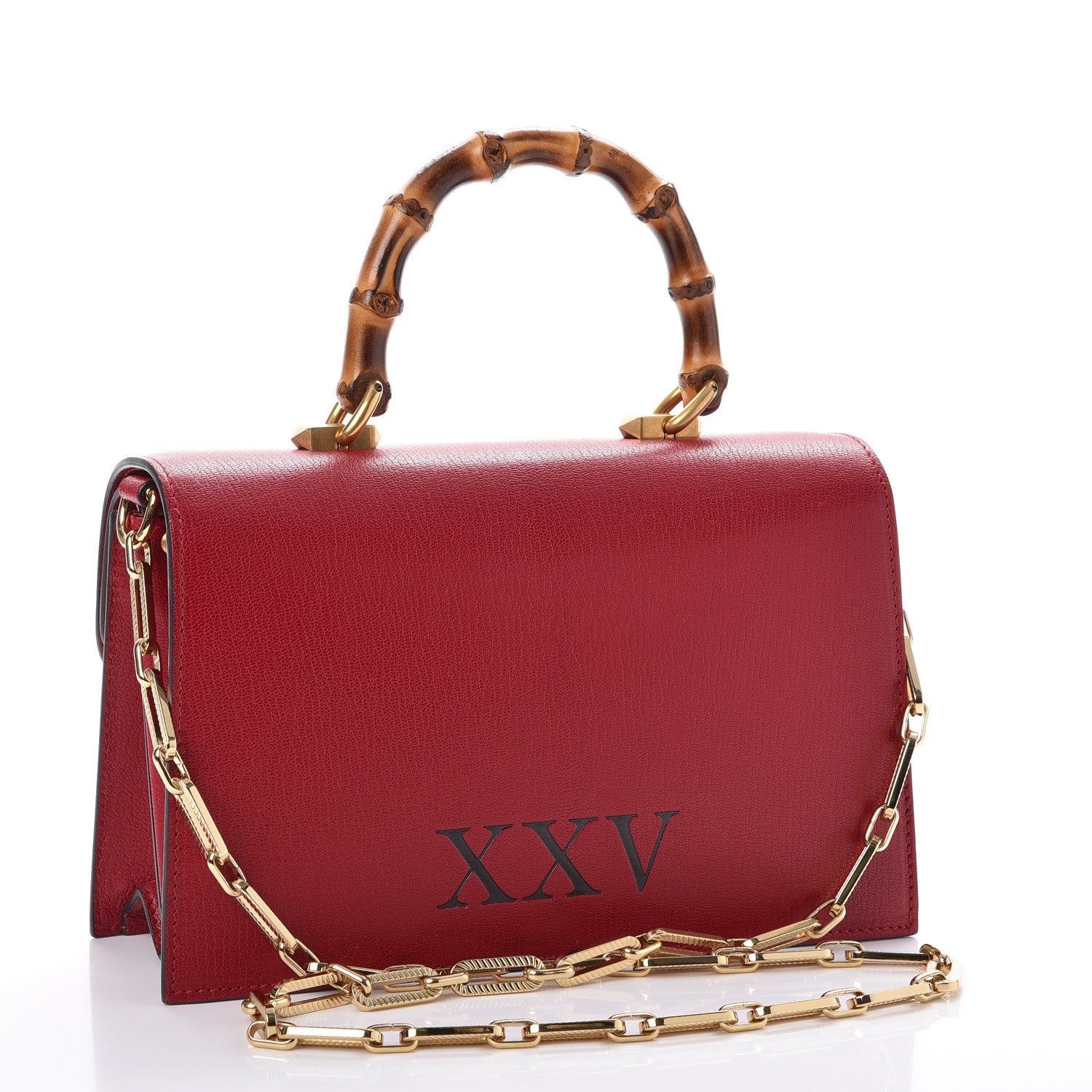 Gucci Calfskin Snakeskin Studded Small Ottilia Top Handle Bag Hibiscus Red 3 of 8