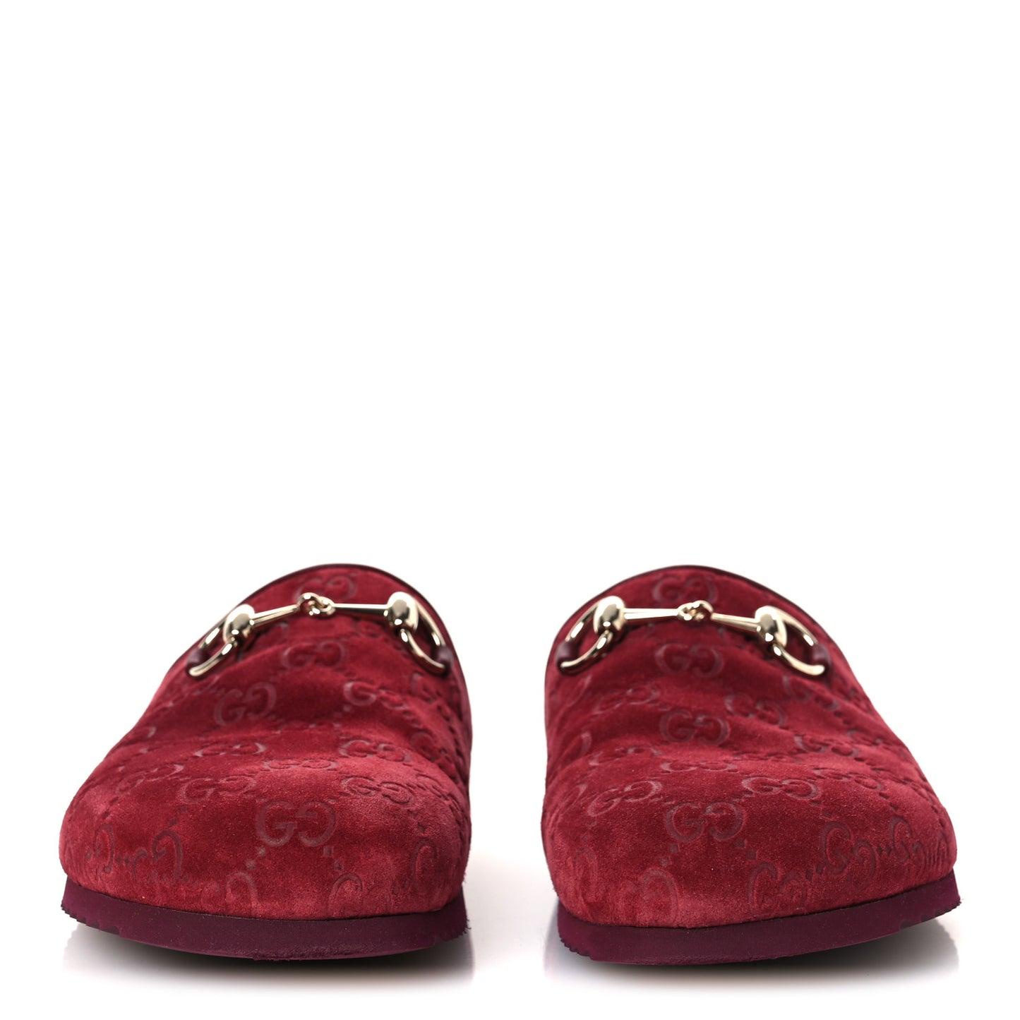 Luxury Suede Guccissima Miro Soft Womens Horsebit Slippers 38.5 Rosso Ancora