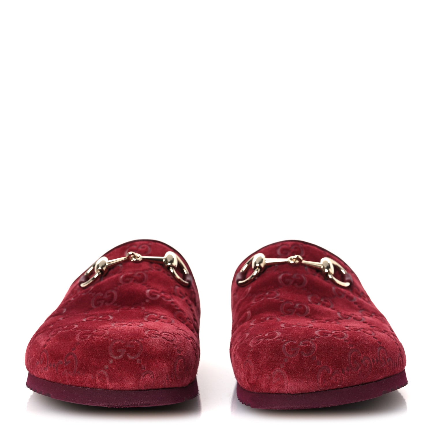 Gucci Luxury Suede Guccissima Miro Soft Womens Horsebit Slippers 38.5 Rosso Ancora 3 of 12