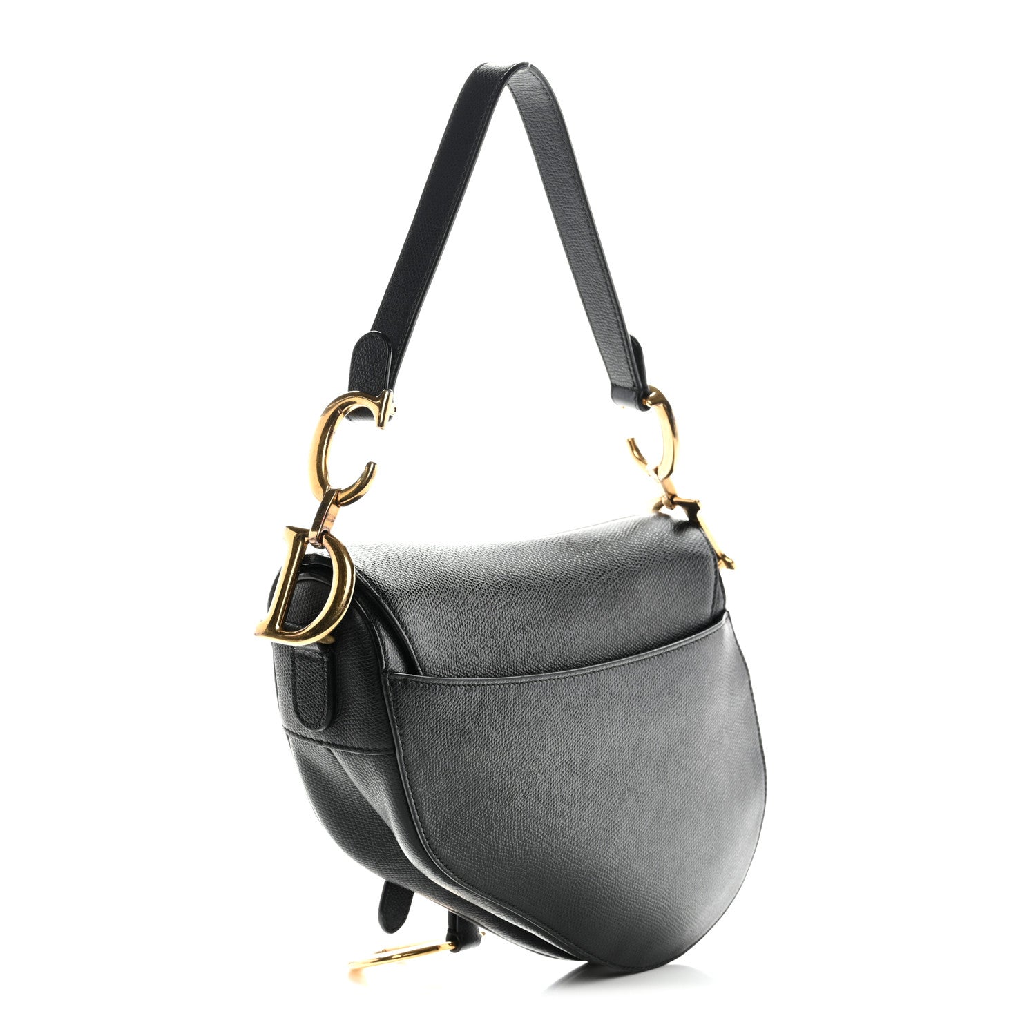 Christian Dior Grained Calfskin Saddle Bag Black 3 of 11