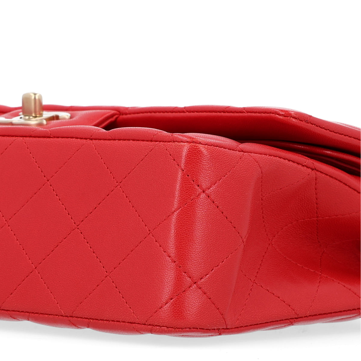 Lambskin Quilted Medium Double Flap Red