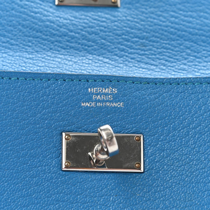 Hermes Chevre Mysore Kelly Longue Wallet Bleu Zanzibar 10 of 15