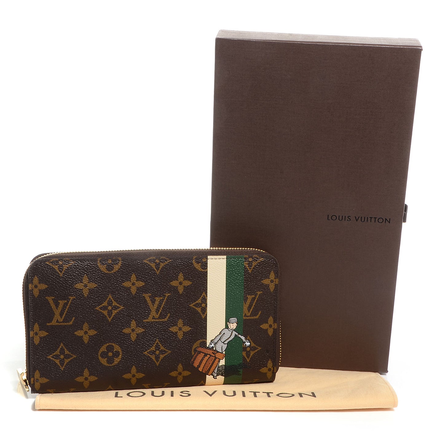Monogram Groom Zippy Organizer Wallet Green