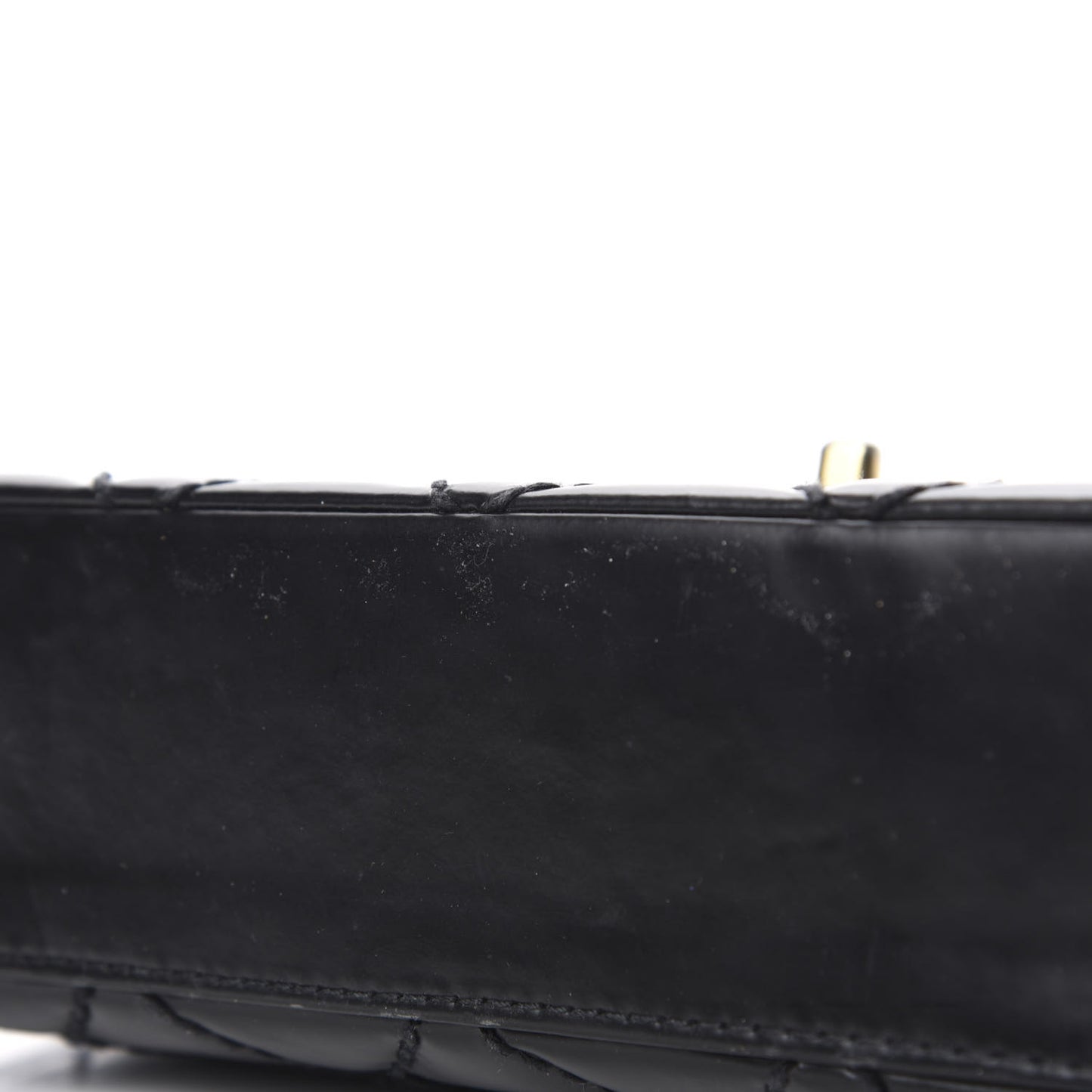 Glazed Calfskin Quilted Medium Single Flap Black