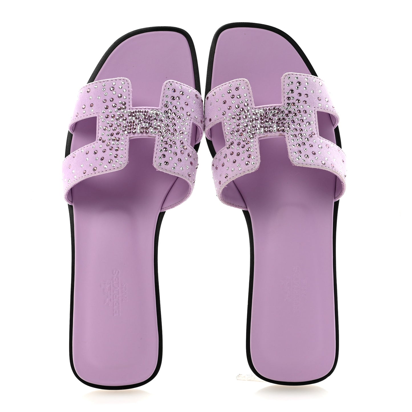 Suede Goatskin Crystal Oran Sandals 37 Violet Amethyste