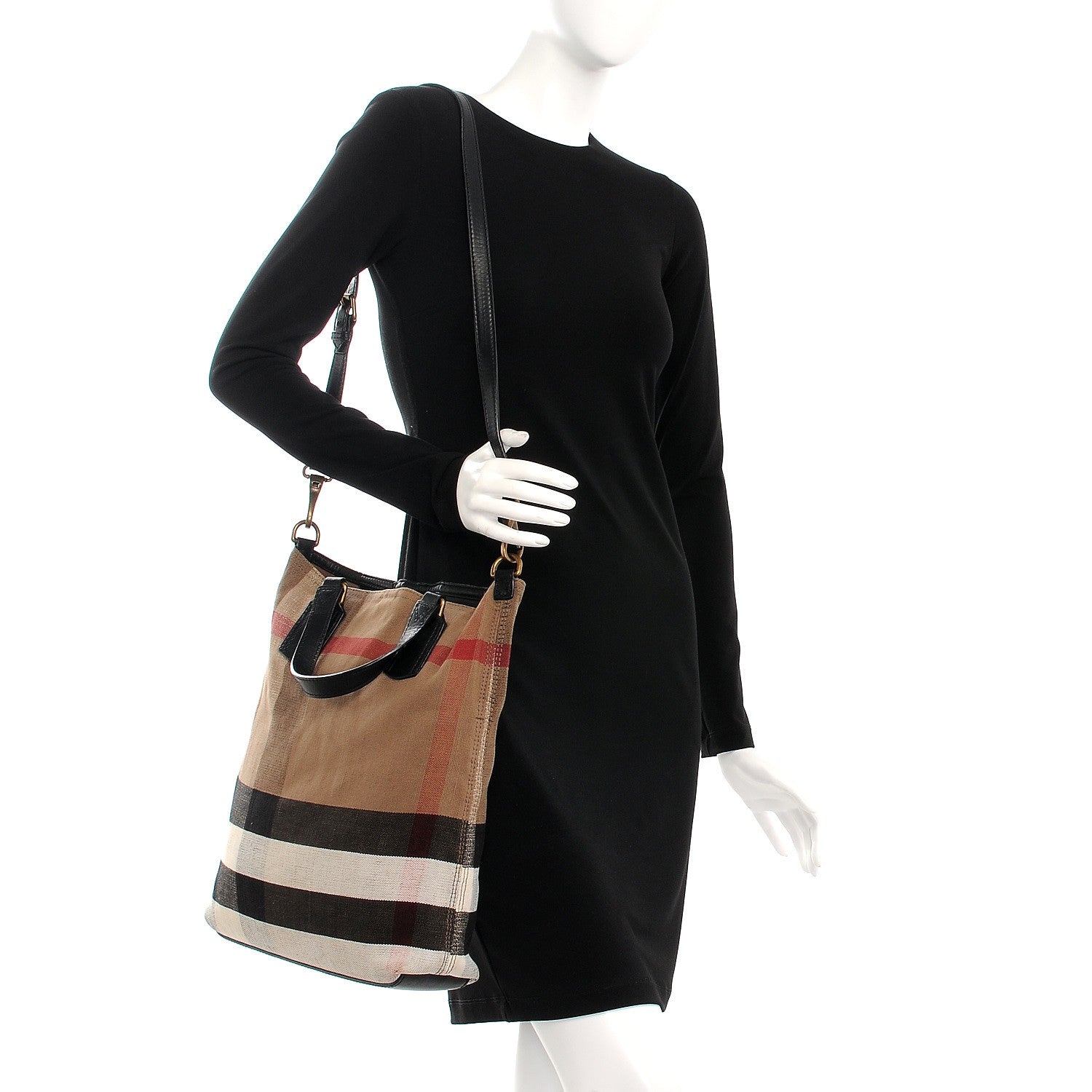 Burberry Canvas Mega Check Medium Tottenham Brit Tote Black 2 of 9
