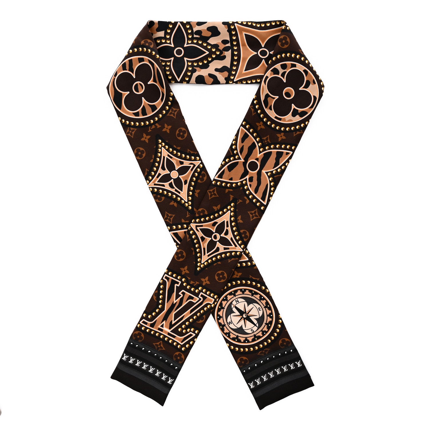 Louis Vuitton Silk Monogram LV World Bandeau Brown 1 of 3